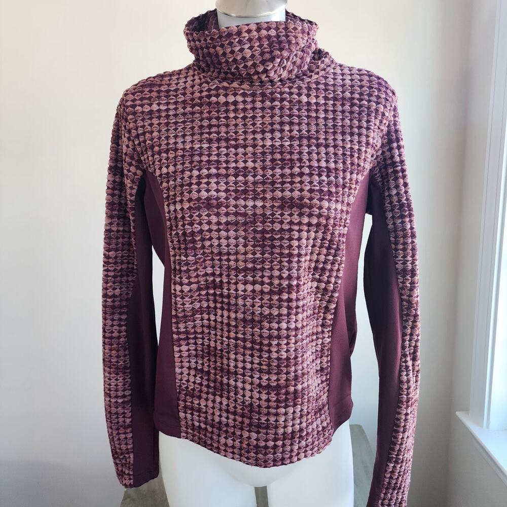 Nike Pro Top Women Large Maroon Hyperwarm Turtleneck Long Sleeve Shirt Workout